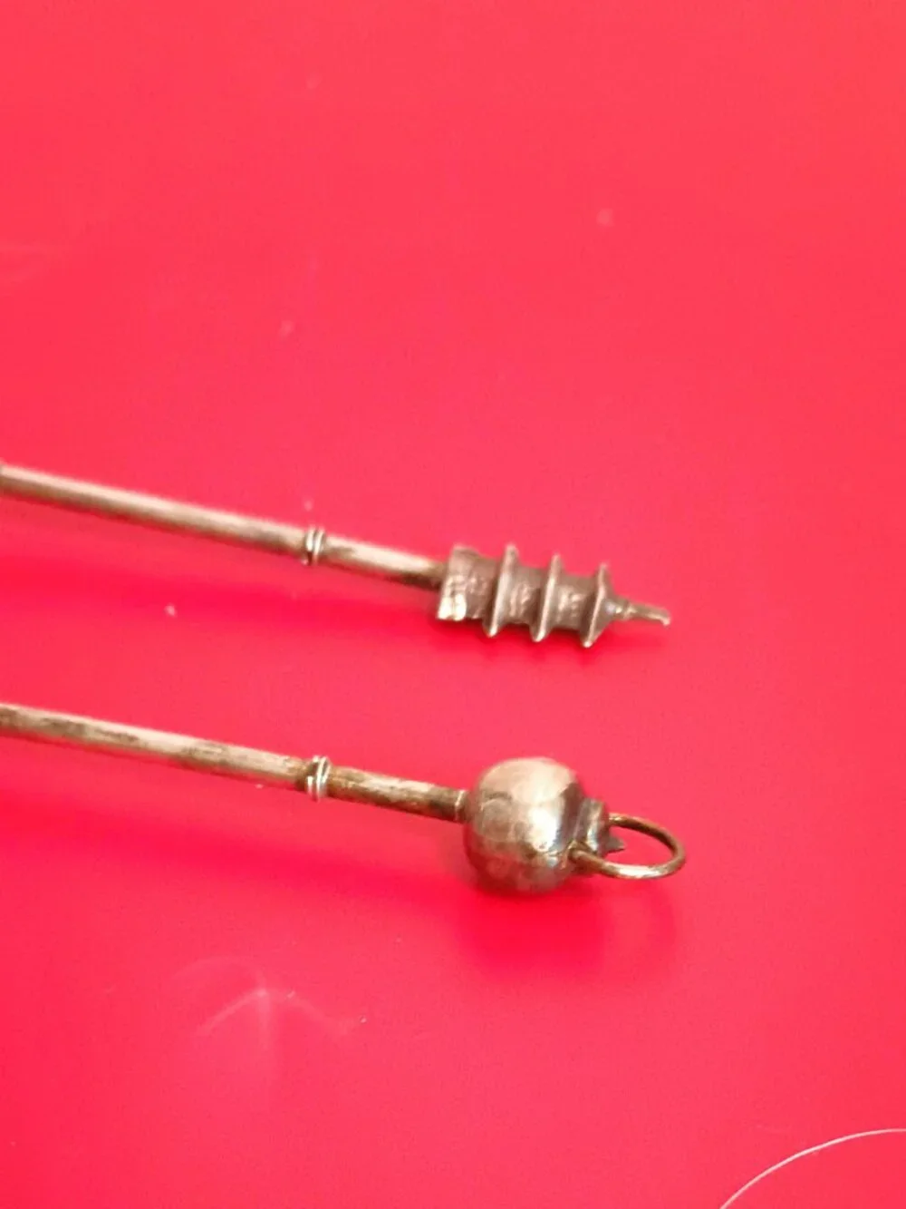 950 Set Of 5 Bamboo Ice Tea Spoons Antique Asian Sterling Silver